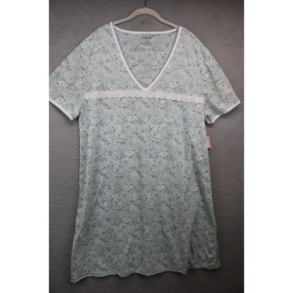 Ashley Blue Sleepwear Short Sleeve Floral Gown-3X-Grandmacore-Cottagecore-NWT